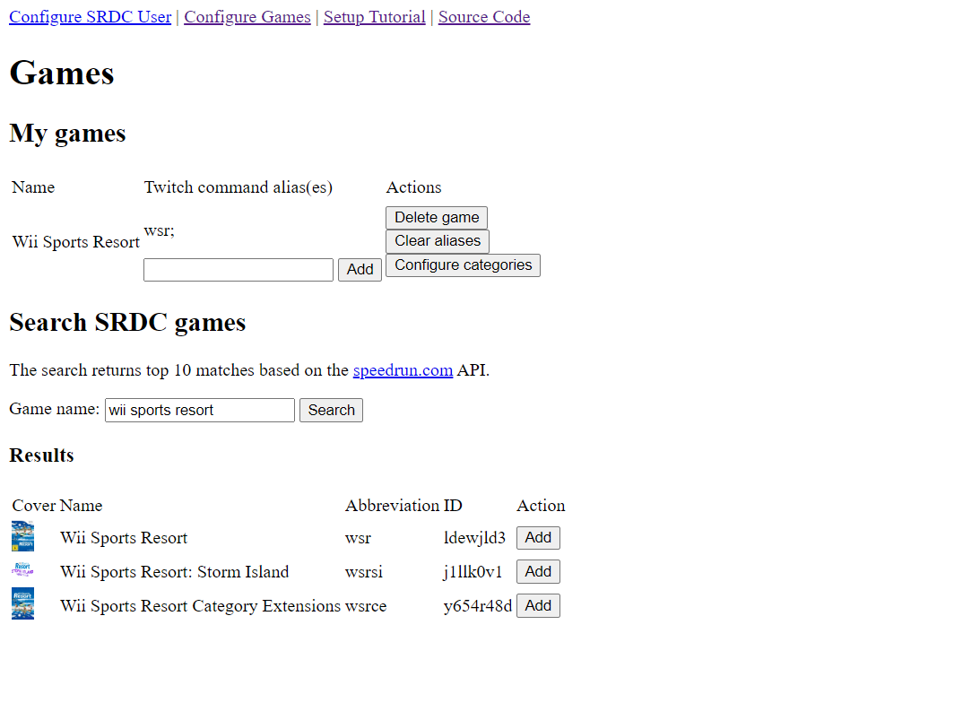 Adding a game to SRCommand config